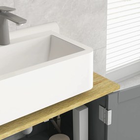 kleankin Mobilier subchiuvetă 2 uși raft reglabil 2 etaje în interior mânere din PU 60 x 30 x 60 cm gri | Aosom Romania