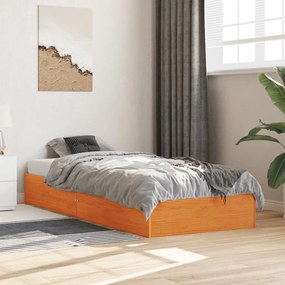 vidaXL Cadru pat fără saltea, maro ceruit, 75x190 cm, lemn masiv pin