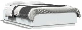 3209597 vidaXL Cadru de pat cu lumini LED, alb, 160x200 cm, lemn prelucrat