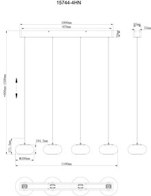 Lustra suspendata cu 4 pendule LED QUINTARA