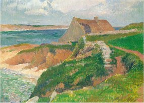 Tablou pe sticlă - Henri Moret, The Island of Raguenez, Brittany, reproducere (70x50 cm)