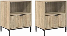 vidaXL Dulap de noapte cu sertar 2 pcs Stejar sonoma 49 x 36 x 61 cm