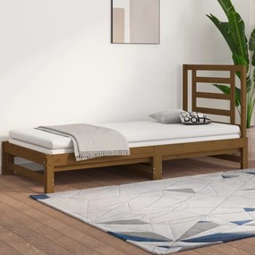 3108615 vidaXL Pat de zi extensibil maro miere 2x(90x190) cm lemn masiv de pin