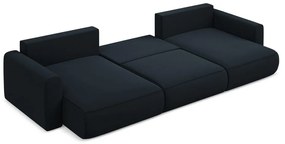 Colțar albastru închis extensibil/cu spațiu de depozitare cu tapițerie din catifea (în formă de "U") Kapua – Makamii