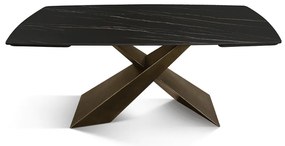 MIRABELLE-MASA BLAT ROTUNJIT CERAMICA NEGRU CU AURIU MAT EXTENSIBILA -PICIOR METALIC BRONZ 160 cm/ 90 cm