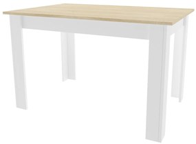 Masa de sufragerie alba cu blat in decor stejar sonoma, MADO 120x80