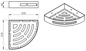 GEDY 2479 Smart raft de colț pentru duș, 21 x 4,5x 21 cm, oțel inoxidabil lustruit