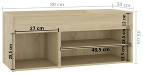 Bancheta pantofar, stejar sonoma, 80x30x45 cm, PAL 1, Stejar sonoma, Stejar sonoma, 1