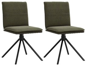vidaXL Scaun de sufragerie din piele sintetică verde armată