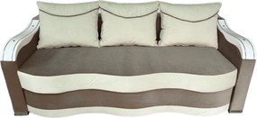 Canapea DIANA extensibila, 3 locuri, cu lada de depozitare, catifea maro cappuccino si crem , 220x100x80 Maro Cappuccino + Crem, Catifea