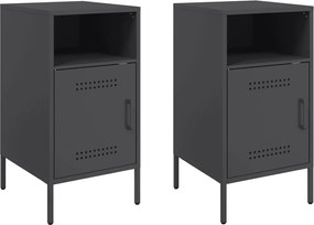 vidaXL Noptiere, 2 buc., negru, 36x39x68 cm, oțel