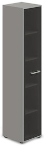 Dulap îngust înalt TopOffice Premium, stânga, 39,9 x 40,4 x 196,5 cm, gri