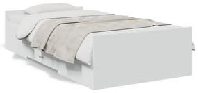 3280342 vidaXL Cadru de pat cu sertare, alb, 90x190 cm, lemn prelucrat