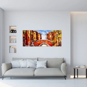 Tablou - Pictură în ulei a orașului III. (120x50 cm)