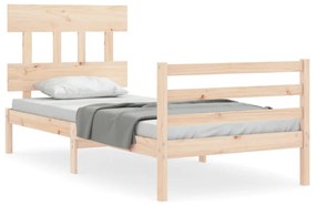 3195121 vidaXL Cadru de pat cu tăblie single, lemn masiv