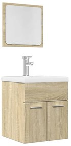 856367 vidaXL Set mobilier de baie, 2 piese, stejar sonoma, lemn prelucrat