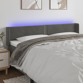 vidaXL Tăblie de pat cu LED gri închis 183x16x78/88 cm catifea