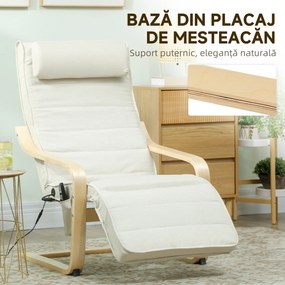 HOMCOM Fotoliu pentru living cu încălzire și suport pentru picioare reglabil Crem Lemn | Aosom Romania