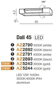 Aplica LED pentru baie directionabila 3000K Dali 45 aurie