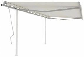 vidaXL Copertină retractabilă manual, cu stâlpi, crem, 4x3,5 m
