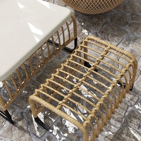 Outsunny Fotoliu de relaxare din ratan cu Fußhocker rezistent la UV, fotoliu de grădină cu perne Bänder 65 x 93 x 80 cm, lemn natural | Aosom Romania