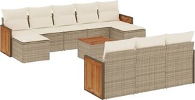 vidaXL Set canapele de grădină cu perne, 11 piese, bej, poliratan
