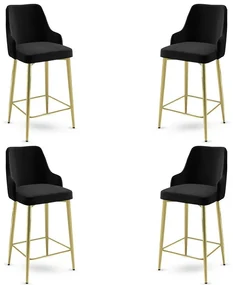 Set de scaune de bar Enox Black and Gold, 4 buc.