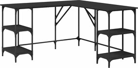 vidaXL Birou, negru, 139x139x75 cm, lemn prelucrat