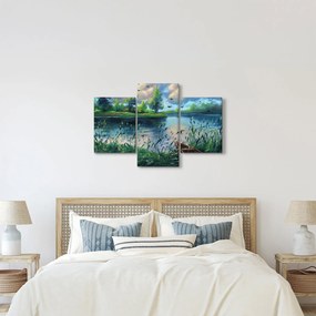 Tablou- Pictură în ulei, seară de vară lângă lac (90x60 cm)