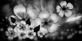 Tablou fantezie florală în alb-negru