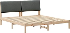 vidaXL Cadru de pat maro și gri închis 180 x 200 cm Lemn masiv de pin