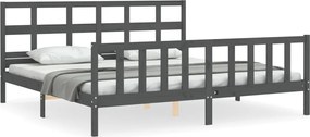 vidaXL Cadru pat cu tăblie 200x200 cm, gri, lemn masiv