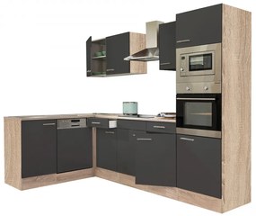 Mobilă de bucătărie Yorki 280 cu corp din stejar sonoma și față antracit satinat