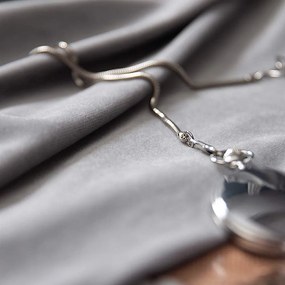 Set draperii din catifea cu rejansa transparenta cu ate pentru galerie, Madison, densitate 700 g/ml, Coin gray, 2 buc