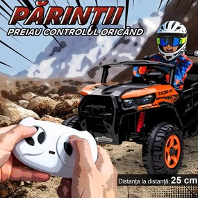 AIYAPLAY Mașinuță Electrică pentru Copii 3-8 Ani 24V cu 2 Locuri, Dublu Motor, Telecomandă și Pornire Lentă, Portocaliu | Aosom Romania