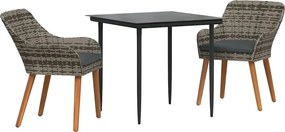 vidaXL Set de masă pentru grădină cu pernă 3 pcs Gri poliratan
