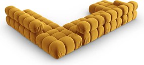 Coltar panoramic dreapta 7 locuri design modular, Bellis, Micadoni Home, BL, 376x282x70 cm, catifea, galben