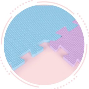 Covor puzzle din spumă cu gard 141,5x141,5 cm 24 piese