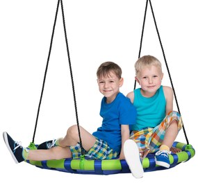 Outsunny Leagan de gradina pentru copii cu varste intre 3 si 8 ani, leagan Ø100cm cu franghiii reglabile, albastru | AOSOM RO