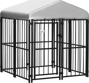 PawHut Tarc Joacă pentru Caini în Aer Liber cu Baldachin Impermeabil și Protecție UV 122x122x138cm | Aosom Romania