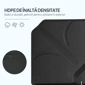 Outsunny Set 4 Baze Umbrelă Grădină din Plastic HDPE, Rezistente la Apă/Nisip, 103x103x8.3 cm, Negru | Aosom Romania