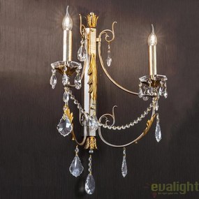 Aplica de perete LUX super eleganta cristal 2 brate Miramare WA 2-1305/2 silber-goldOR