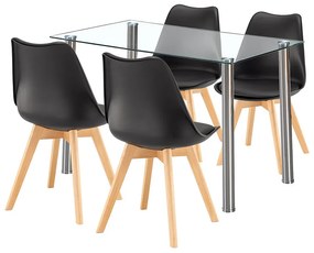 Velon 4+1 set de sufragerie alb-negru