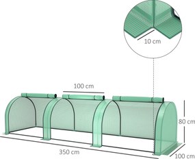 Outsunny Mini seră tunel cu acoperire PE, cadru din oțel și uși cu fermoar, Verde | Aosom Romania