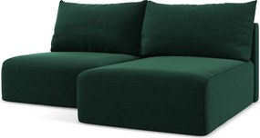 Colțar verde închis extensibil/cu spațiu de depozitare cu tapițerie din catifea (cu colț pe partea dreaptă/cu șezlong) Kalena – Makamii