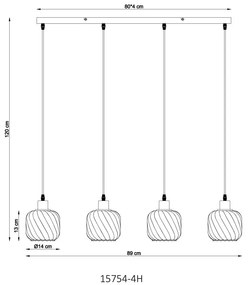 Lustra cu 4 pendule sticla fumurie XIA pentru bucatarie