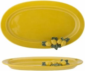 Platou oval din ceramică stoneware cu lămâi în relief, L36×W21×H5 cm, „Limone Serving Plate"
