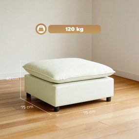HOMCOM Taburet pentru picioare Ottoman din stofă modernă cu picioare din plastic pentru living și dormitor, 75 cm, crem | Aosom Romania