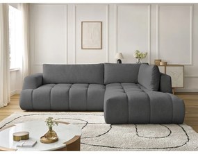 Colțar gri închis extensibil/cu spațiu de depozitare (cu colț pe partea dreaptă/în formă de ”L”) Fuji – Bobochic Paris