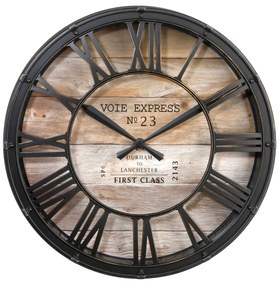 Ceas de perete Vintage,  MDF, Diametru 39 cm, Negru/Maro